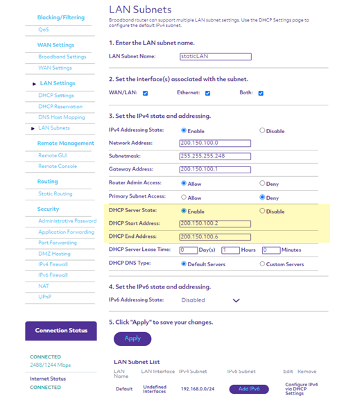 Static IP setup for SmartNID C5500, step 1