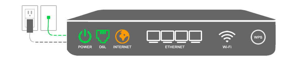 Illustration of modem with amber internet light