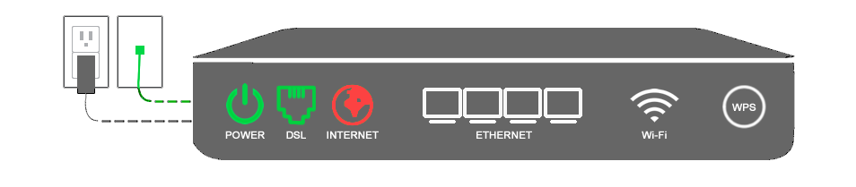 Illustration of modem with red internet light