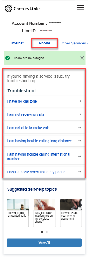 Troubleshooter phone dashboard screenshot