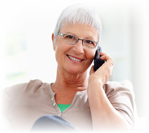 Man on landline phone