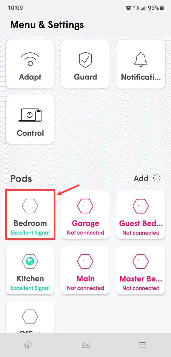 HomePass app screenshot, select pod